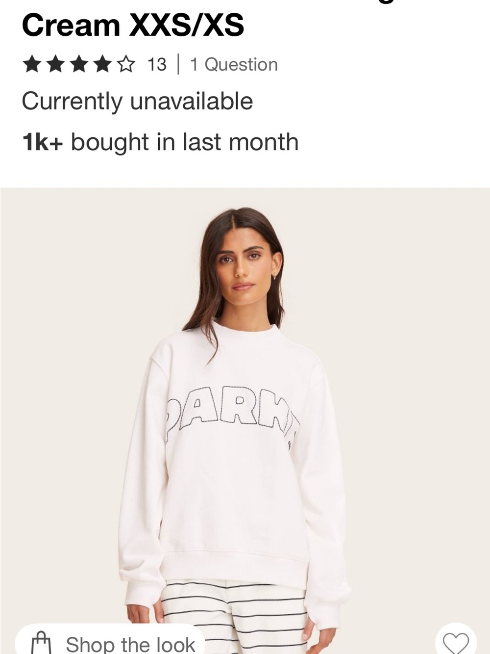 Parke x target Cream Graphic Pullover Sweatshirt xxs/s sold out